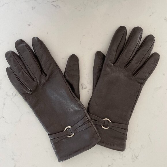 Jessica Leather Acrylic Lined Outdoor Gloves w Silver Embellishment Sz OS NWOT - Picture 11 of 11